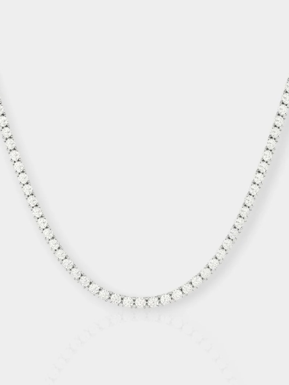 Origin Tennis Necklace - 16 inch white gold tone - anti-flip like new